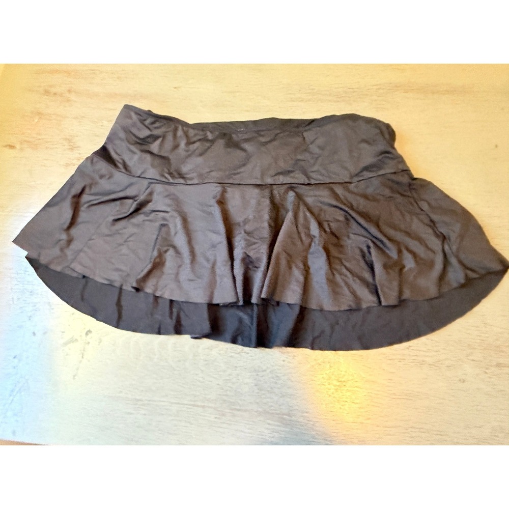 Liz Claiborne Womens Black Ruffle Tiered Swim Skirt with Attached Brief Size 16